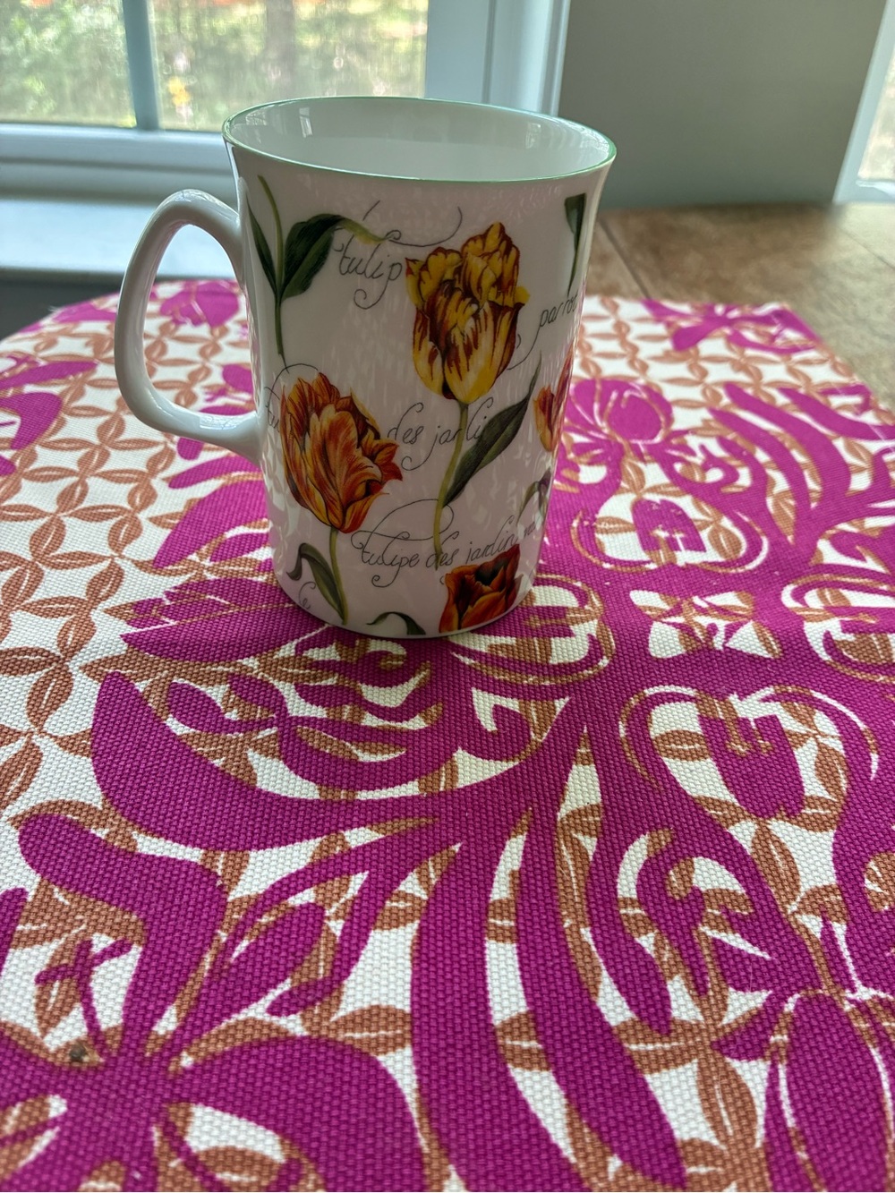 Rose of England 10oz. Tulip Floral Ceramic Mug - Yellow Tulip Design